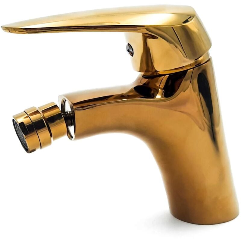 foto del prodotto miscelatore bidet dorato lucido monocomando con beccuccio girevole maka