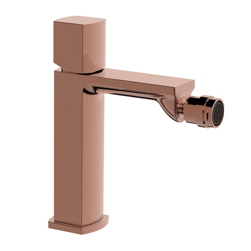 foto del prodotto miscelatore bidet rame lucido con risparmio acqua e piletta click clack serie marte