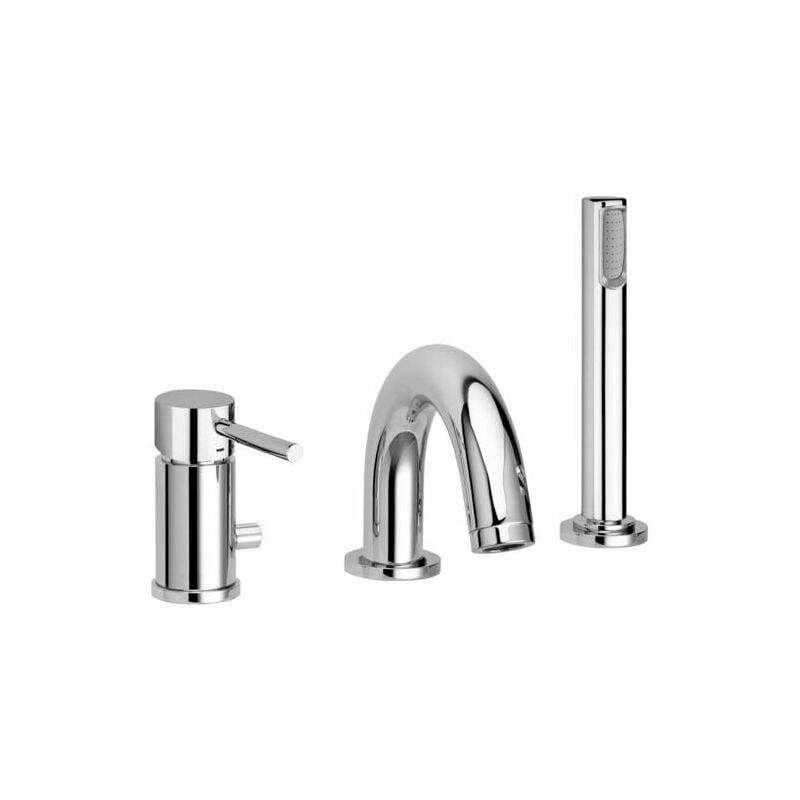 foto del prodotto miscelatore bordo vasca con con set doccia paffoni birillo bi040lcr cromo - con bocca erogazione