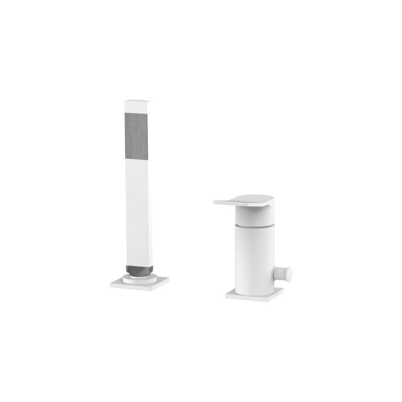 foto del prodotto miscelatore bordo vasca con deviatore bianco opaco paffoni serie tilt ti041bo ottone bianco opaco