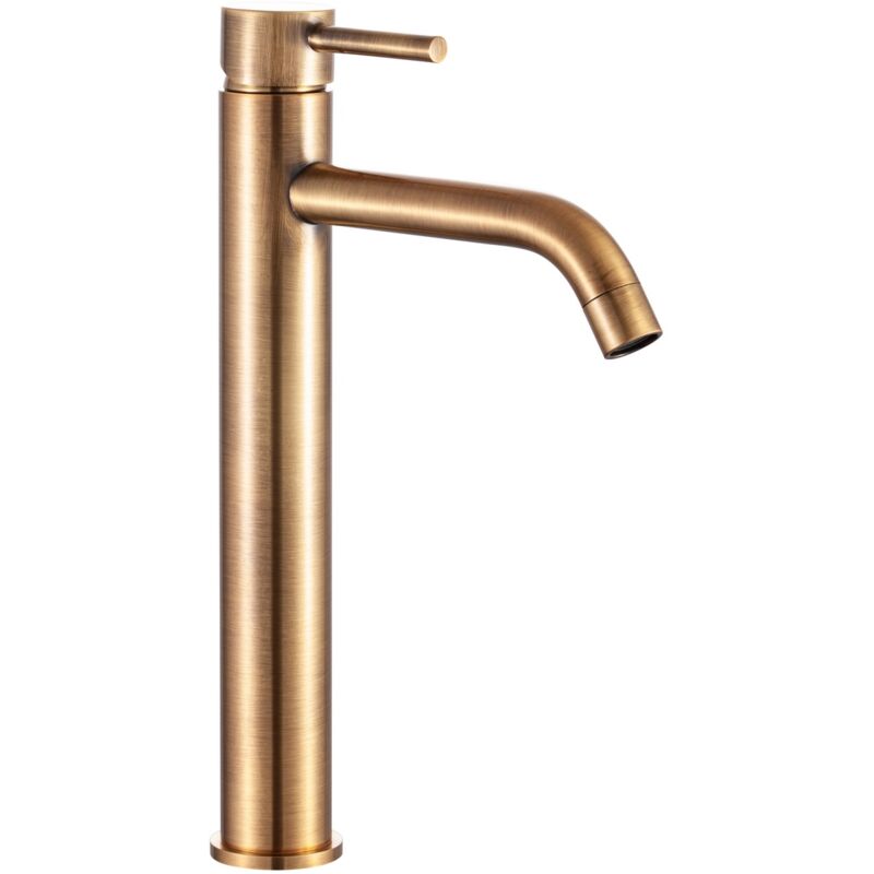 foto del prodotto miscelatore canna alta lavabo ottone antico con leva monocomando mod. mm