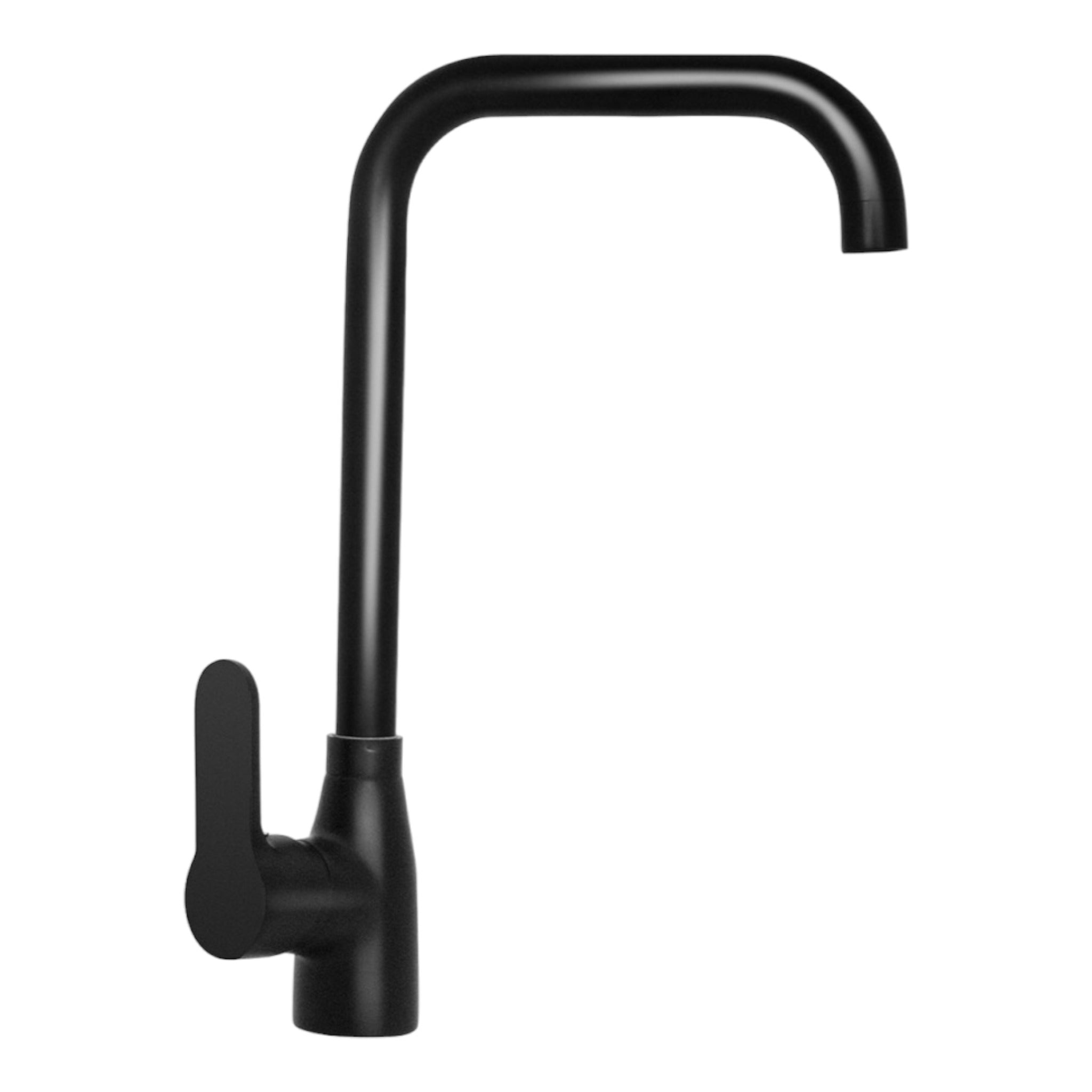 foto del prodotto miscelatore cucina canna squadrata in ottone , nero opaco completo