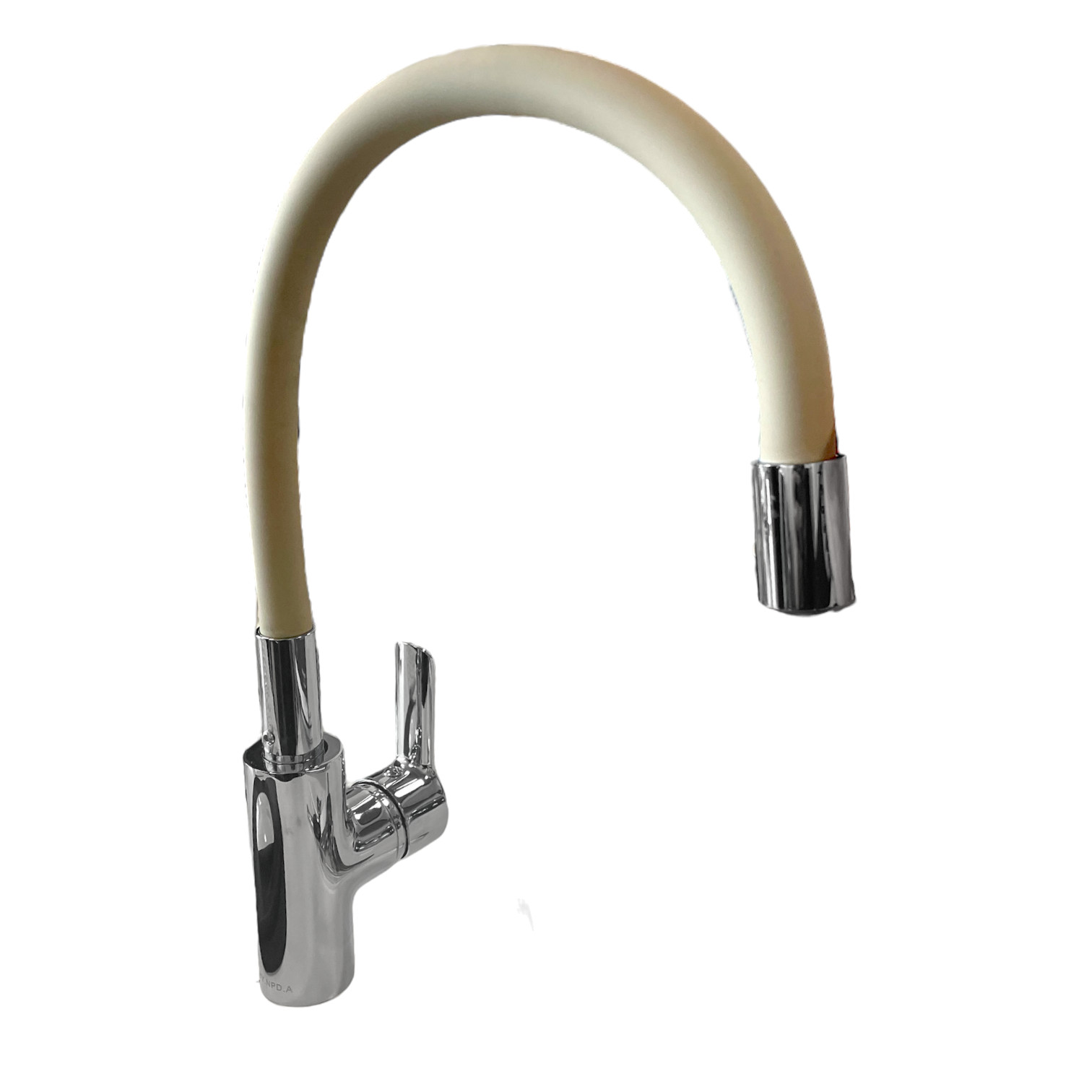 foto del prodotto miscelatore cucina con canna di gomma flessibile beige tortora