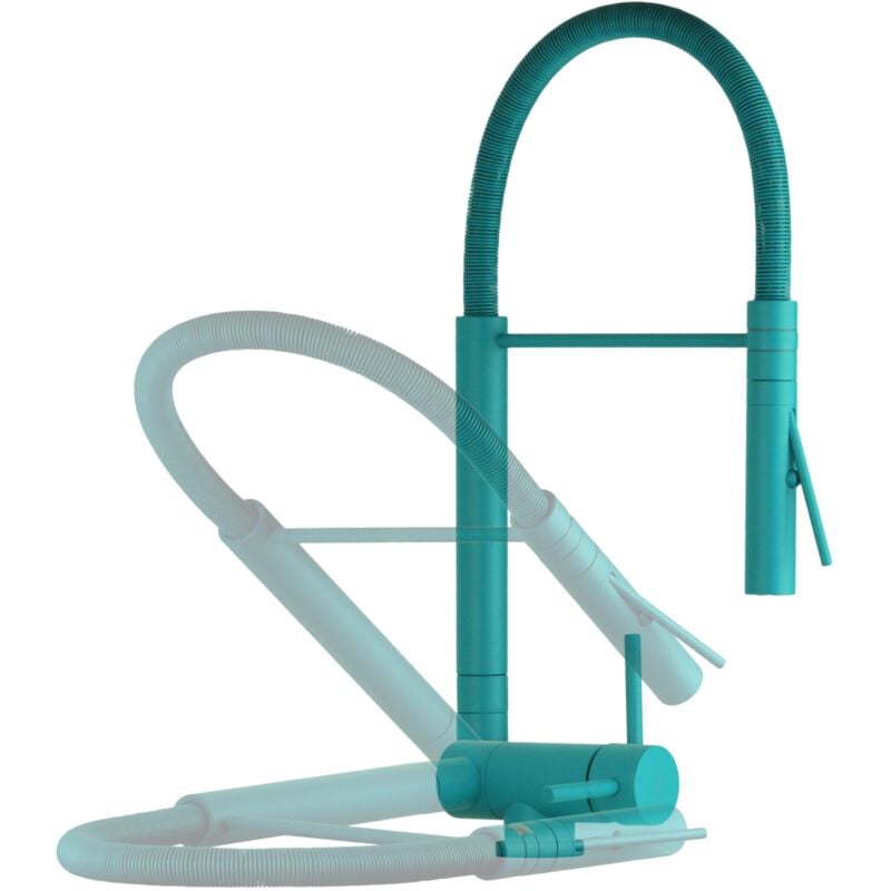foto del prodotto miscelatore cucina con molla e canna abbattibile in colore blu turchese nice 29034m1bt blu turchese