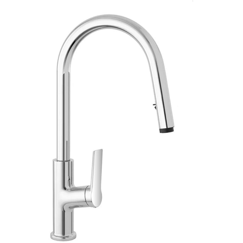 foto del prodotto miscelatore cucina cromo in acciaio inox con doccetta estraibile kitchen