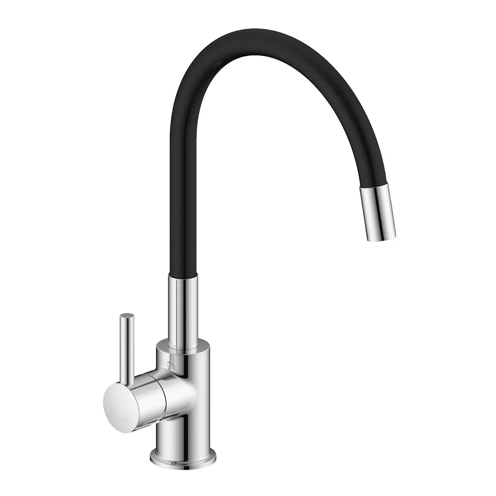 foto del prodotto miscelatore cucina lavello e lavanderia nero canna alta orientabile snodata snake