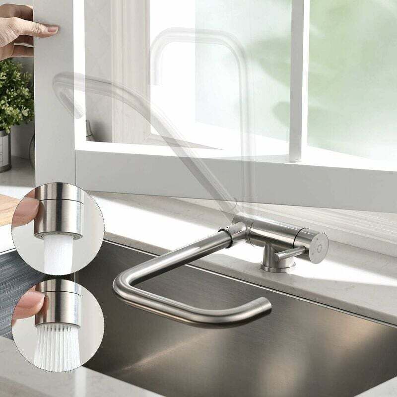 foto del prodotto miscelatore cucina pieghevole con 2 getti a scelta rubinetto cucina sotto finestra rubinetti cucina pieghevoli bocca girevole a 360 miscelatore