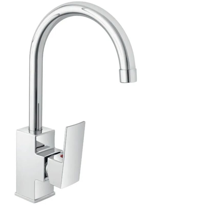 foto del prodotto miscelatore cucina quadro in acciaio inox con corpo orientabile