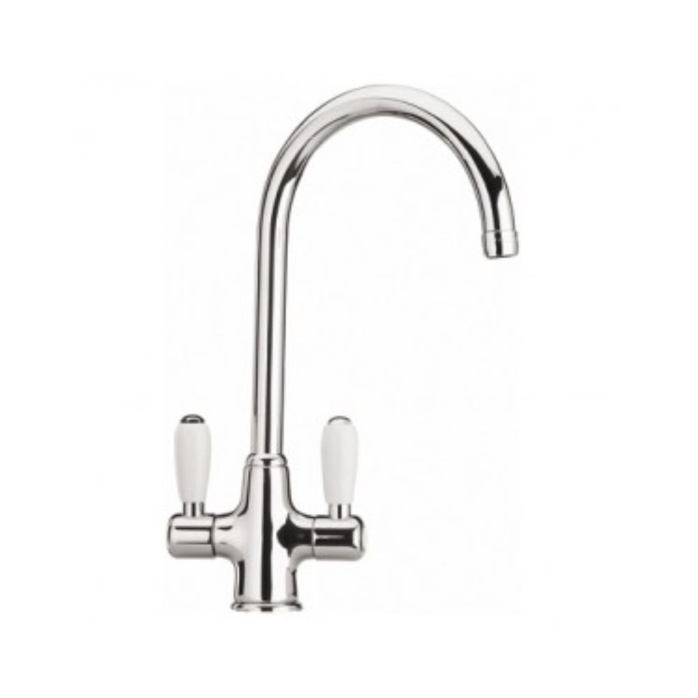 foto del prodotto miscelatore da cucina cromato manopole ceramica bianca paini 64cr544