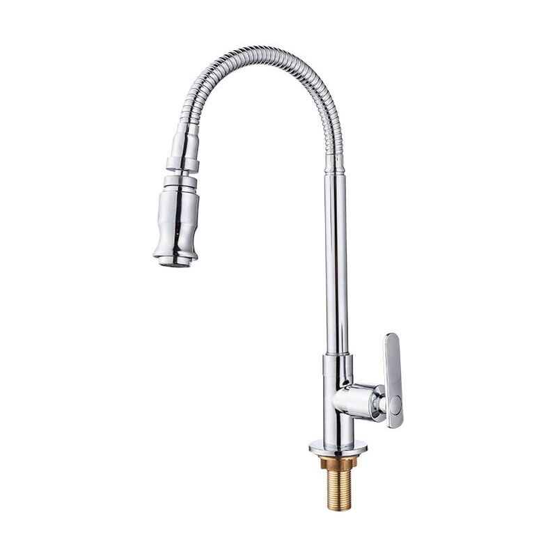 foto del prodotto miscelatore da cucina, rubinetto per lavandino del bagno con barra da cucina girevole a 360 , collo flessibile singolo per acqua fredda, applicazione