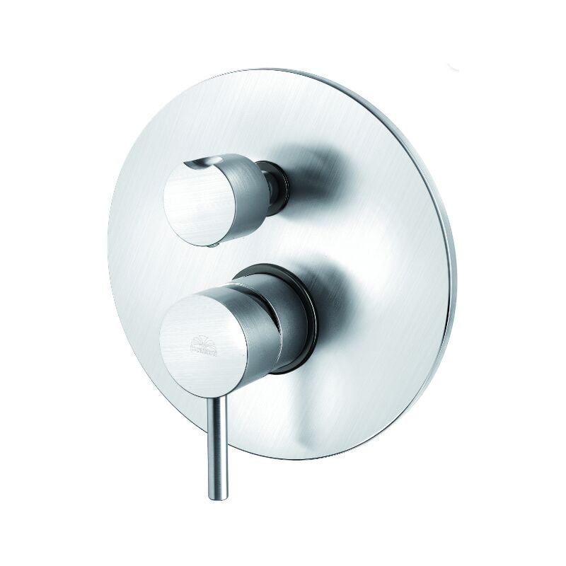 foto del prodotto miscelatore doccia ad incasso con due uscite 200 mm steel looking paffoni serie light lig018st ottone steel looking