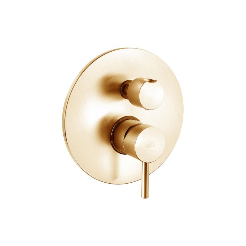 foto del prodotto miscelatore doccia honey gold spazzolato ad incasso con due uscite 200 mm paffoni serie light lig018hgsp ottone honey gold spazzolato