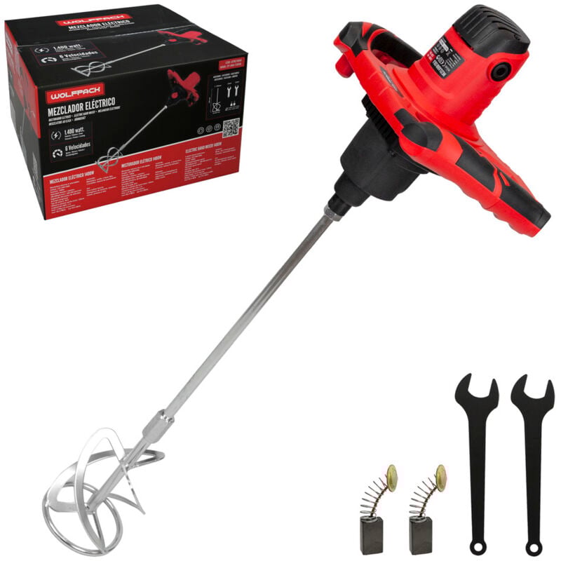 foto del prodotto miscelatore elettrico a 6 velocit con variatore di potenza 1400w 230v e connettore rapido e m14, nero e rosso
