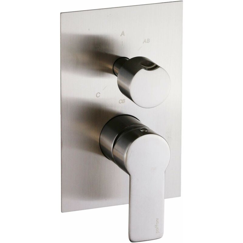 foto del prodotto miscelatore incasso doccia 3 uscite, piastra in acciaio inox steel looking paffoni serie tango ta019st m ottone - steel looking