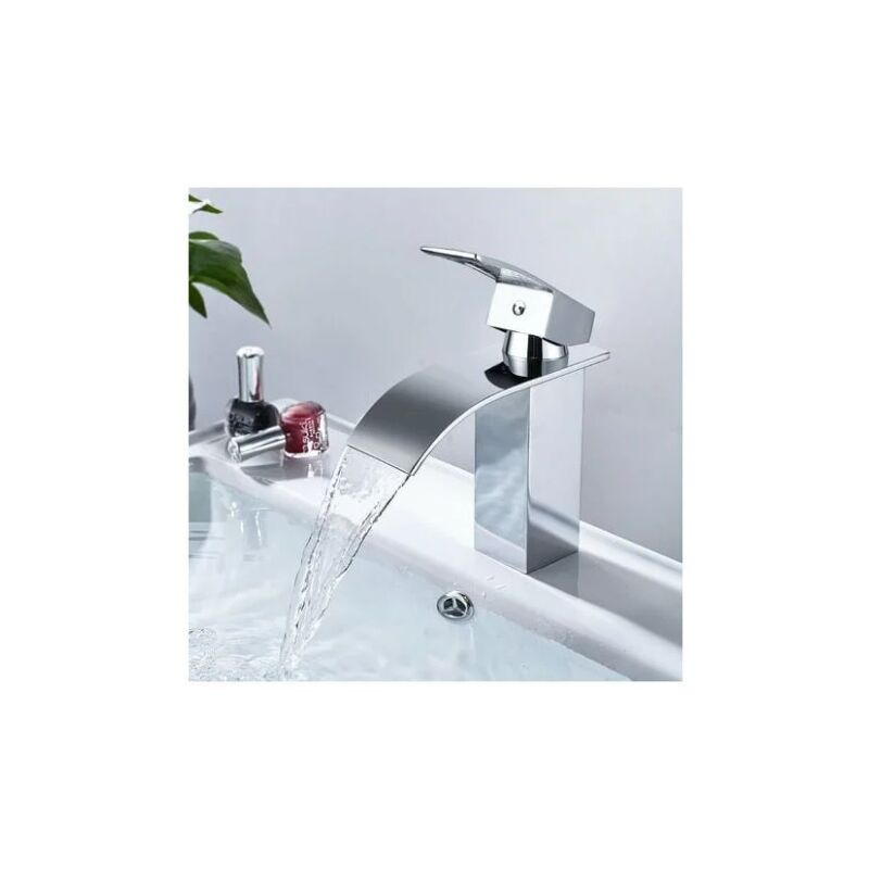 foto del prodotto miscelatore lavabo a cascata, miscelatore bagno in ottone, miscelatore lavabo con beccuccio grande