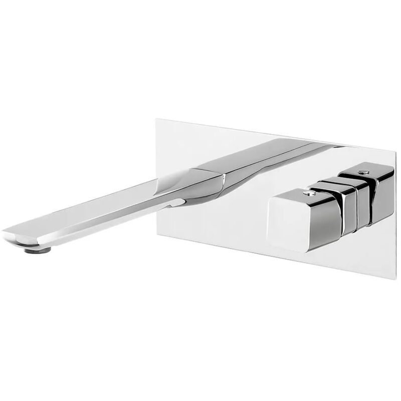 foto del prodotto miscelatore lavabo a muro in ottone con manopola e canna 20 cm lotus