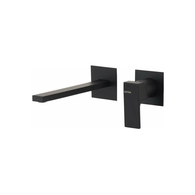 foto del prodotto miscelatore lavabo a parete nero opaco gattoni square 2537 25no nero opaco 200 mm