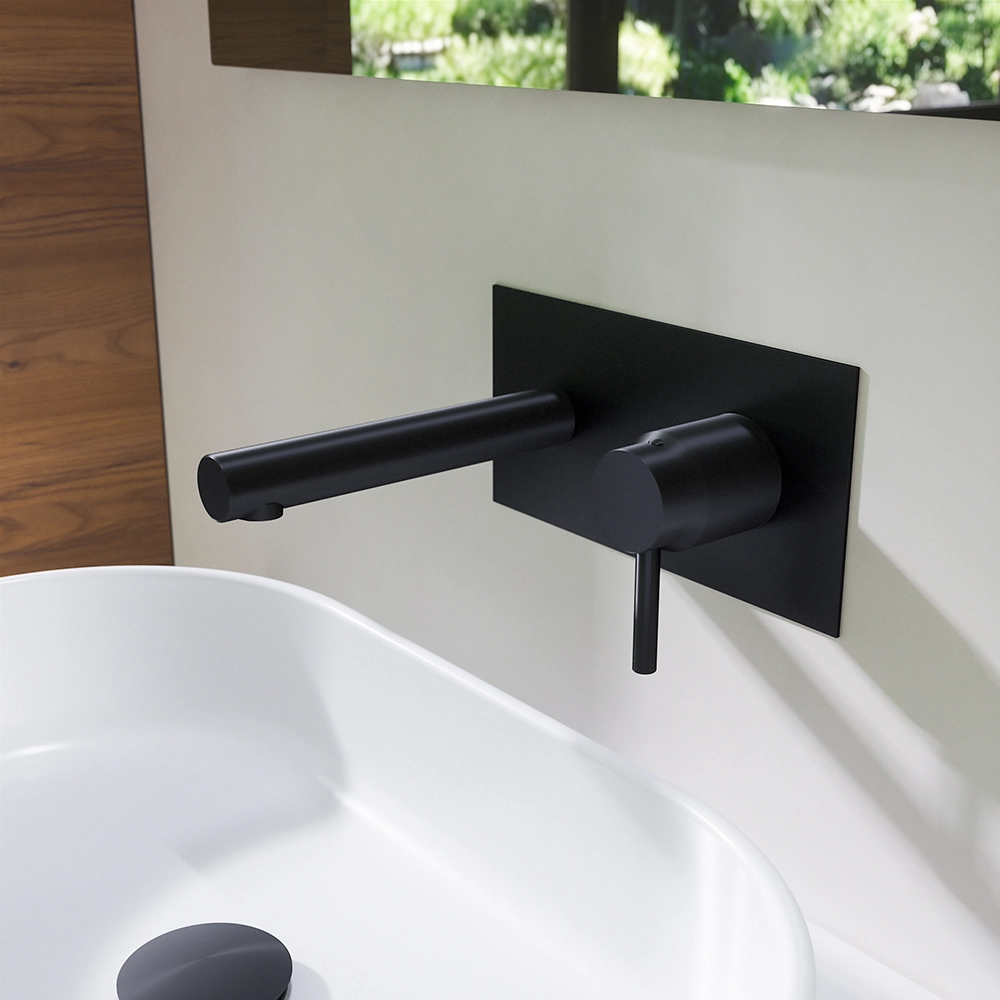 foto del prodotto miscelatore lavabo ad incasso senza scarico nero opaco katharine