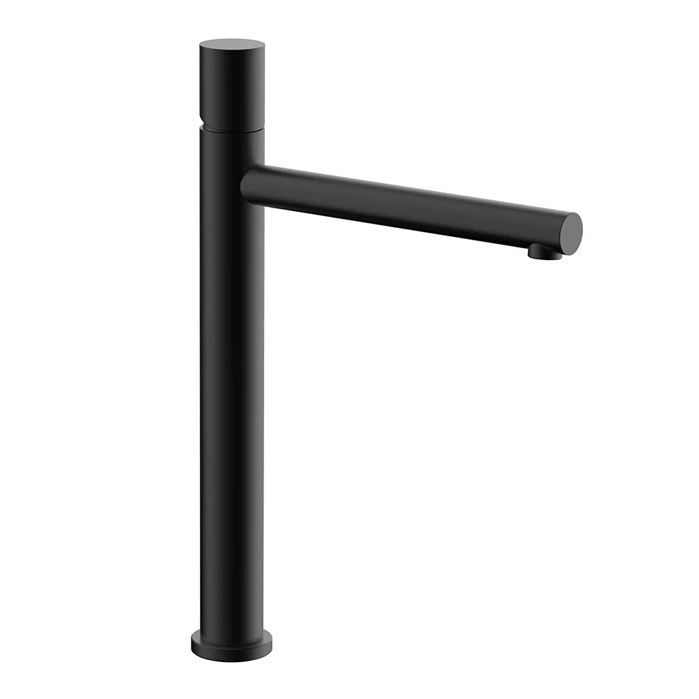 foto del prodotto miscelatore lavabo alto nero opaco senza leva in acciaio inox gemini