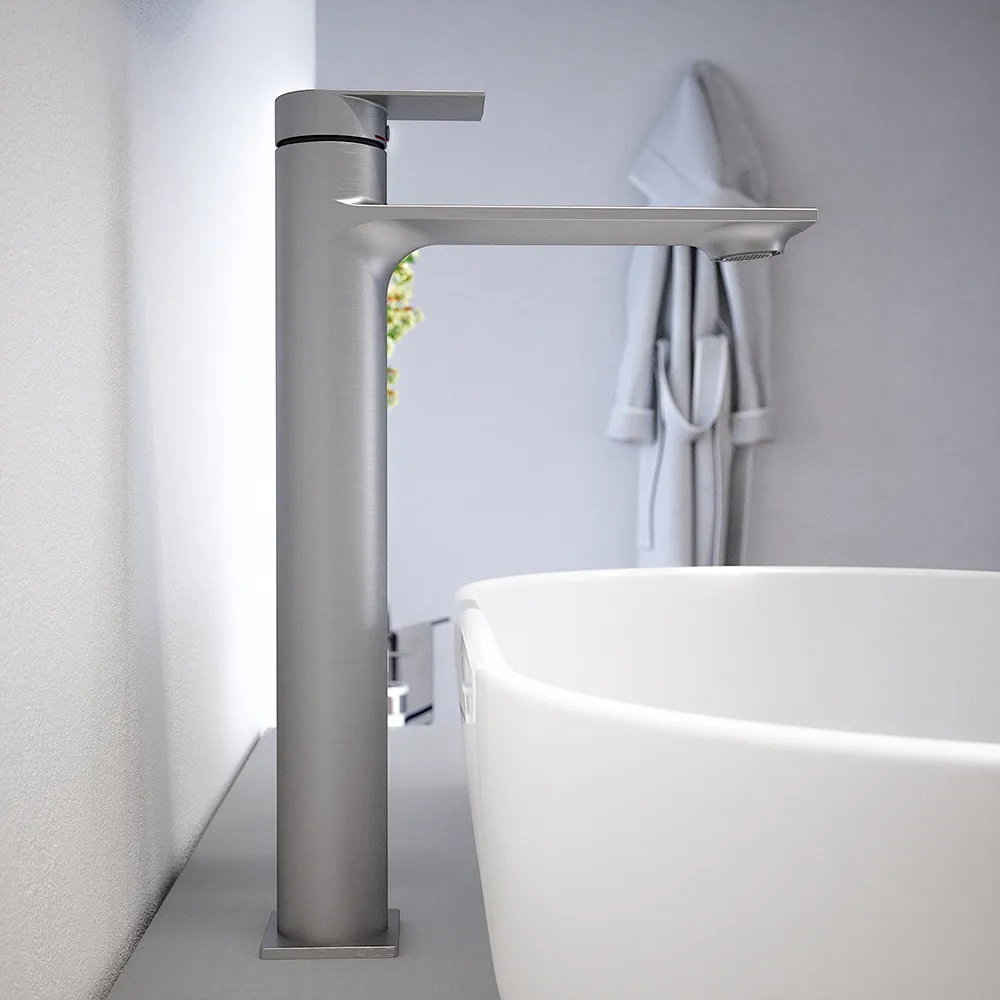 foto del prodotto miscelatore lavabo alto senza scarico nickel spazzolato rita