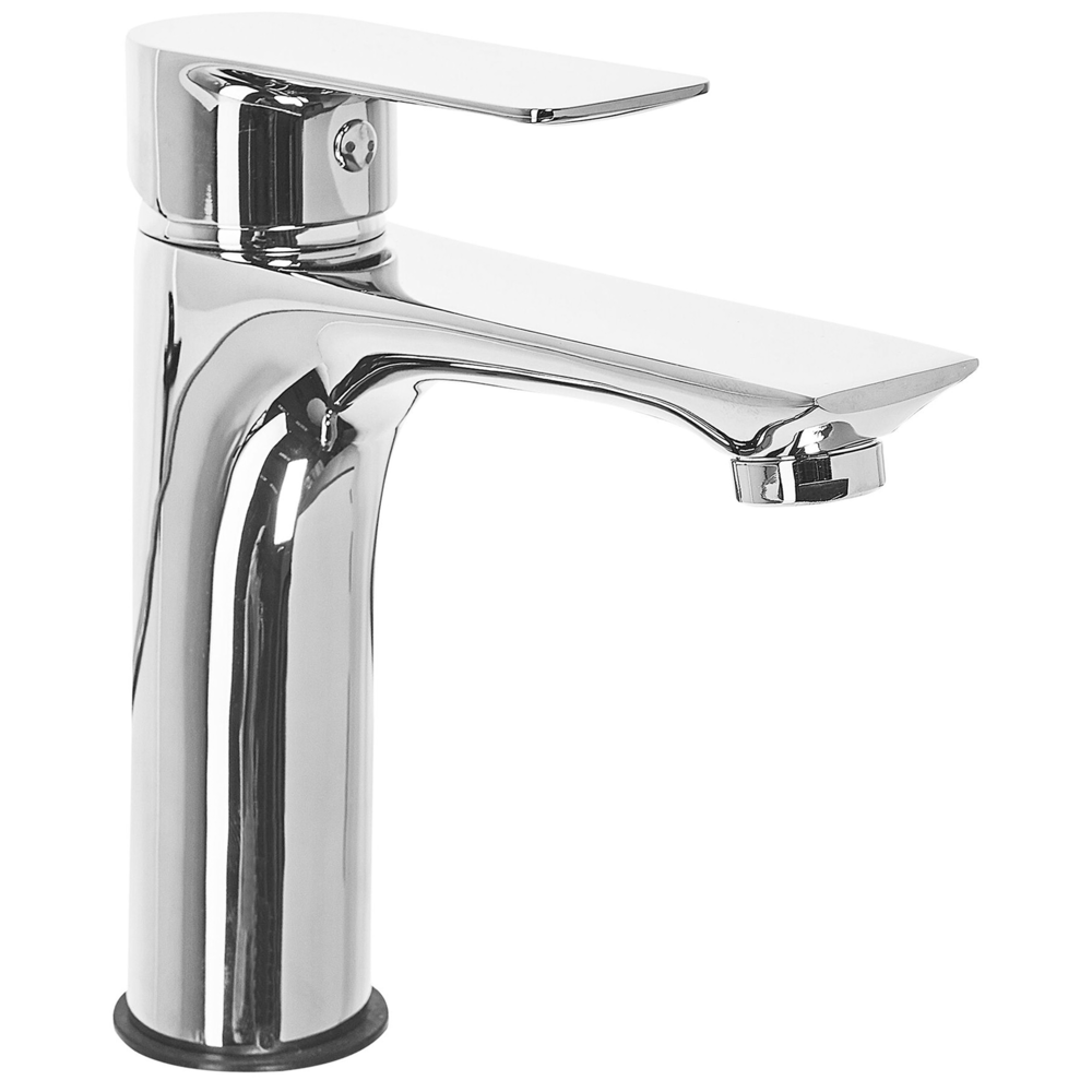 foto del prodotto miscelatore lavabo bocca piatta monocomando ottone argento moderno