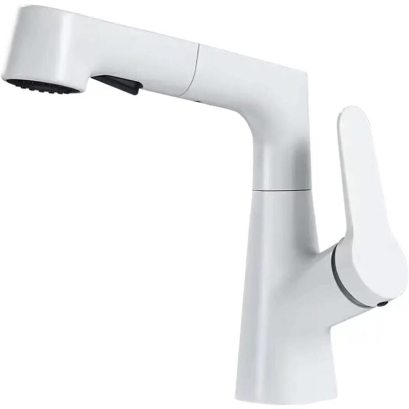 foto del prodotto miscelatore lavabo con doccia estraibile alto inferiore 2 modalità di getto miscelatore monocomando lavabo ottone girevole a 360