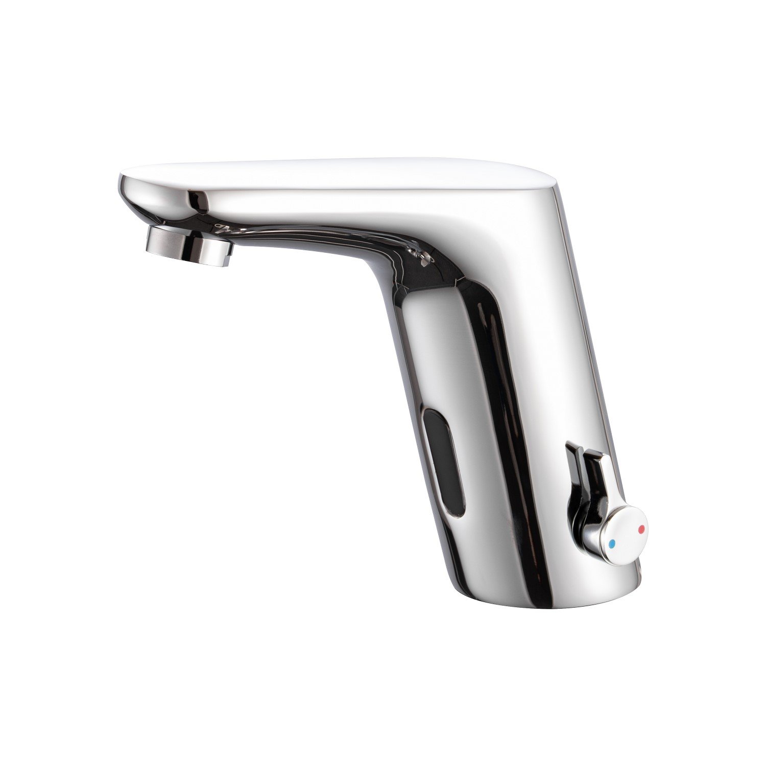 foto del prodotto miscelatore lavabo con fotocellula cromo con funzionamento sia a batteria che con corrente elettrica mod. hotellerie