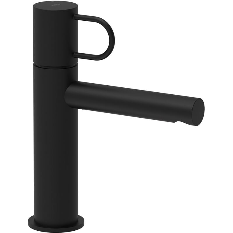 foto del prodotto miscelatore lavabo con maniglia ad anello colore nero opaco paffoni joker jk071no nero opaco senza piletta di scarico