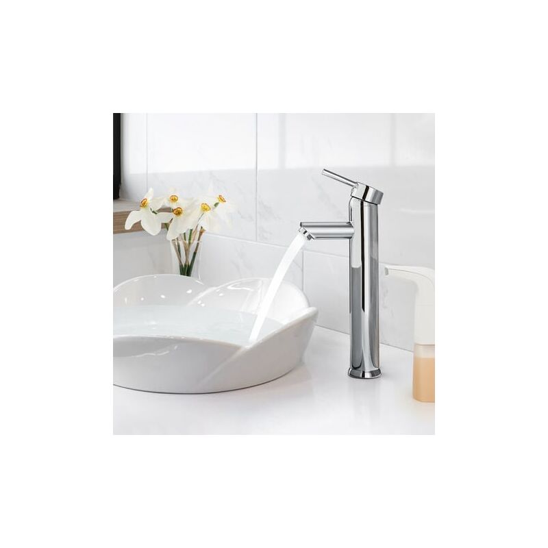 foto del prodotto miscelatore lavabo in ottone, miscelatore bagno, cromato