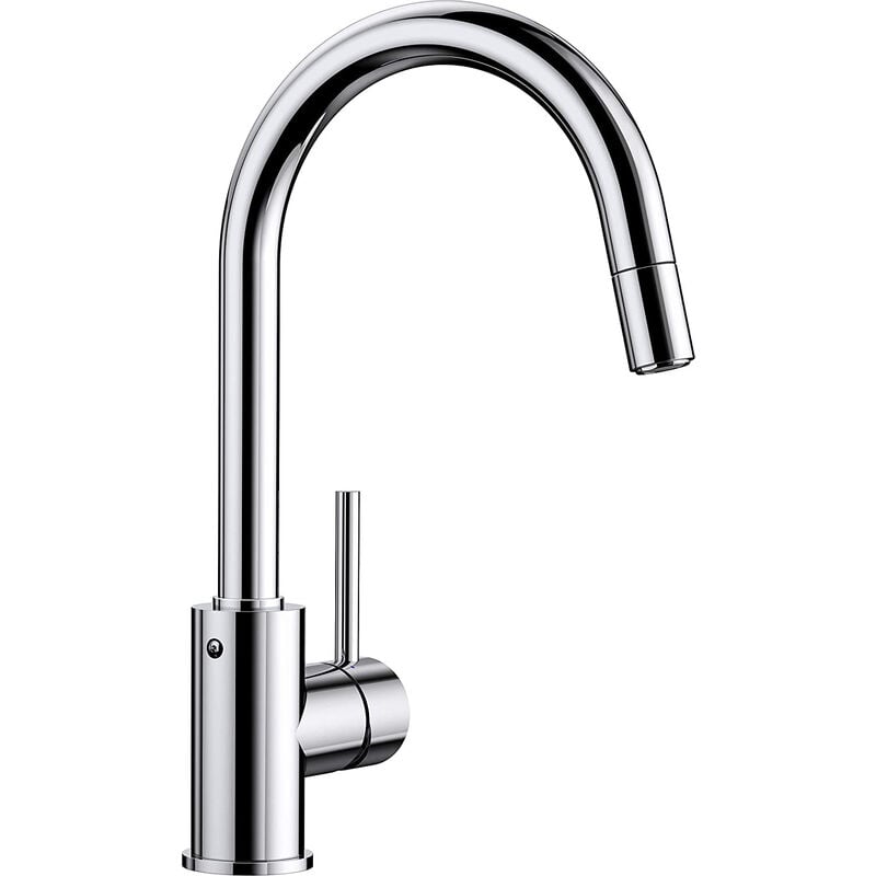 foto del prodotto miscelatore lavabo mida collo di cigno, cromo blanco