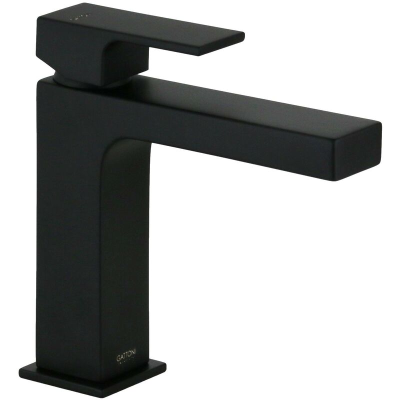 foto del prodotto miscelatore lavabo modello quadro nero opaco gattoni square 2582 25no nero opaco senza piletta di scarico