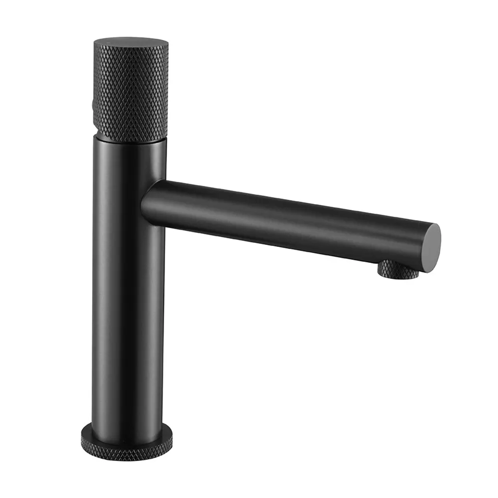 foto del prodotto miscelatore lavabo nero opaco con leva zigrinata in acciaio inox gemini