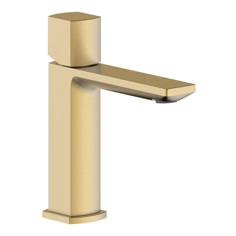foto del prodotto miscelatore lavabo oro opaco con risparmio acqua e piletta click clack serie marte