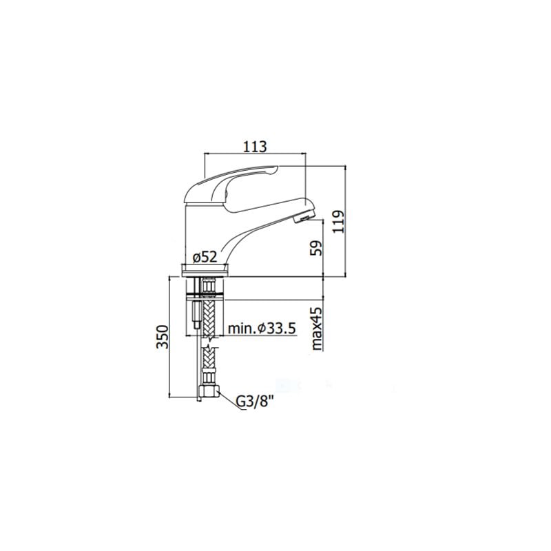foto del prodotto miscelatore lavabo paffoni serie apollo 3 apm3071cr cromato ottone