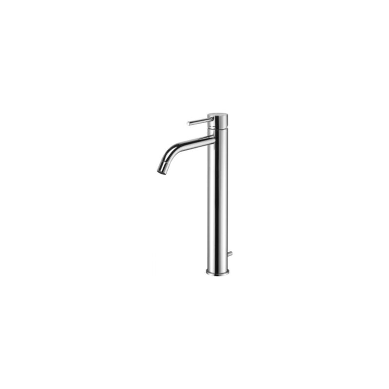 foto del prodotto miscelatore lavabo prolungato e scarico automatico steel looking paffoni serie light lig085st ottone steel looking