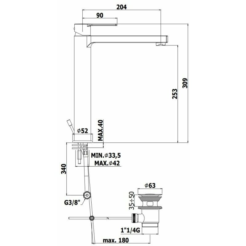 foto del prodotto miscelatore lavabo prolungato paffoni serie ringo rin085no ottone nero opaco
