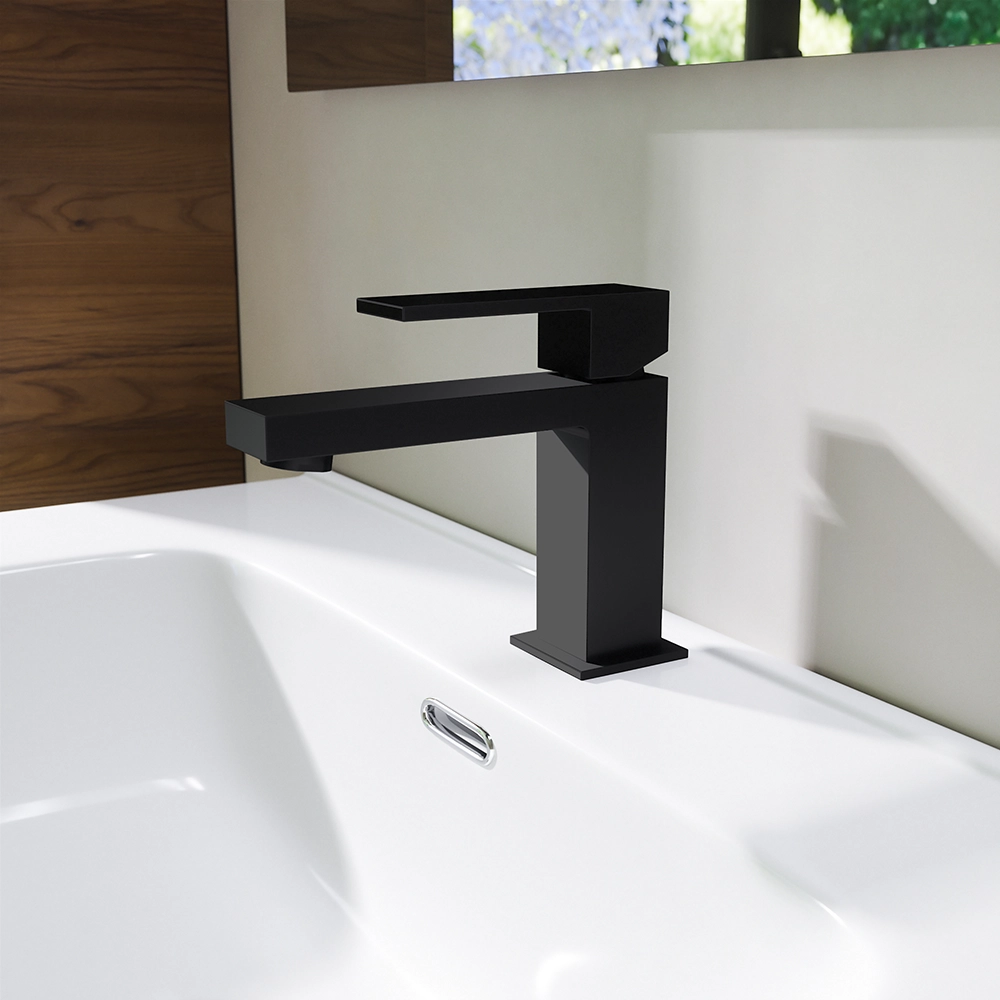 foto del prodotto miscelatore lavabo senza scarico nero opaco hedy