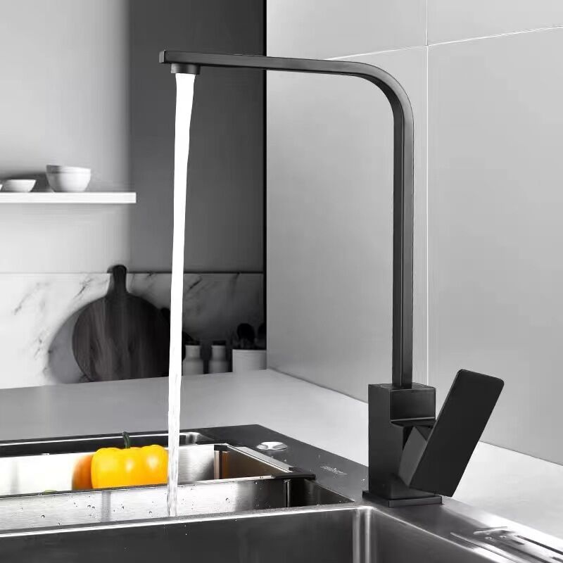 foto del prodotto miscelatore lavello 360 nero con bocca girevole quadrata