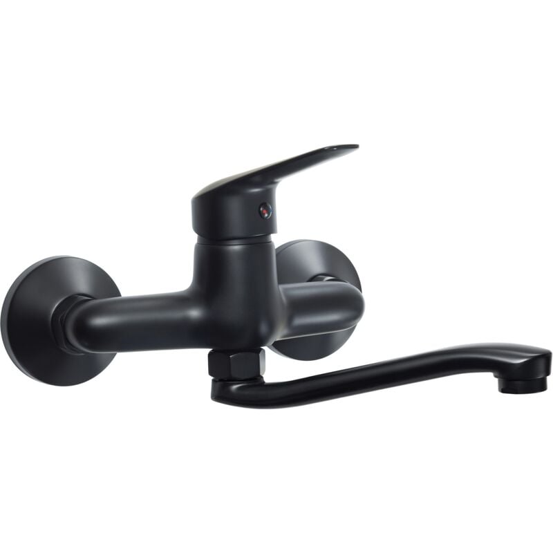foto del prodotto miscelatore lavello a muro in colore nero opaco canna 25 cm deante boro bmon50m nero opaco