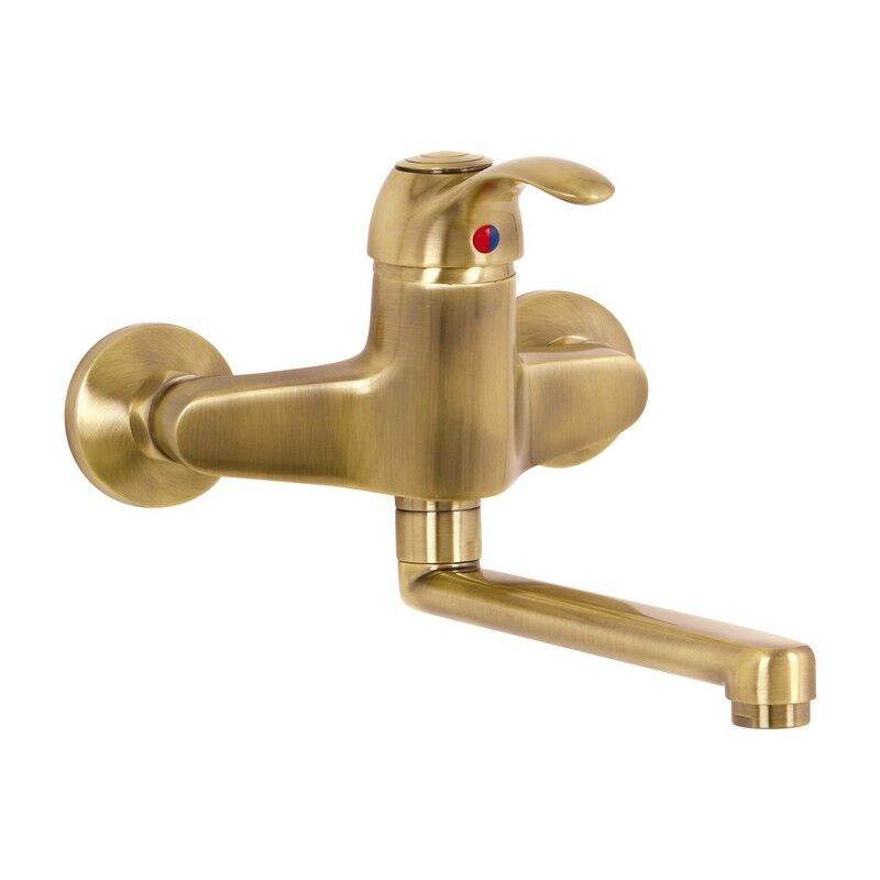 foto del prodotto miscelatore lavello a parete finitura ottone antico serie oxford