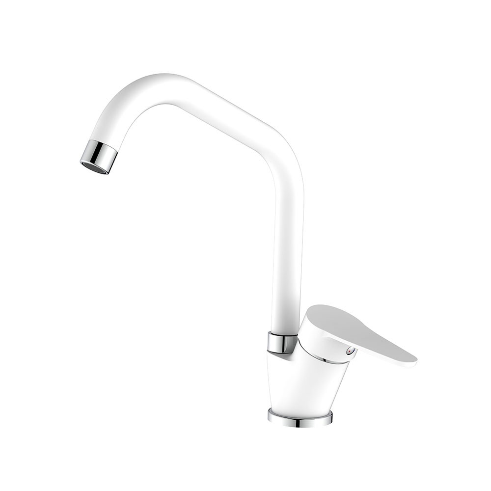 foto del prodotto miscelatore lavello bocca alta bianco opaco con risparmio acqua serie allen