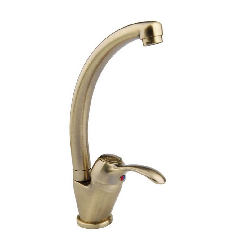 foto del prodotto miscelatore lavello bocca alta finitura ottone antico serie oxford