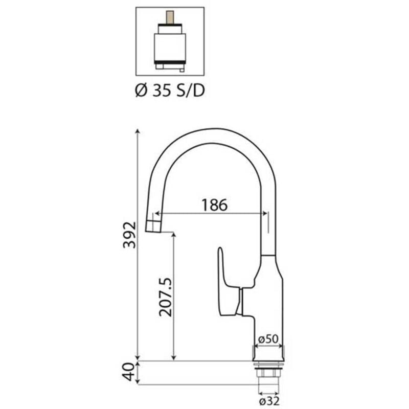 foto del prodotto miscelatore lavello canna snodata alta bt-160 beta