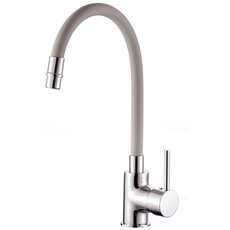 foto del prodotto miscelatore lavello cromo e grigio con leva monocomando mod. flex