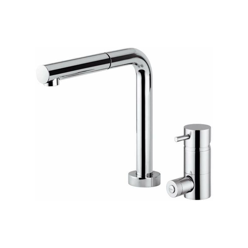 foto del prodotto miscelatore lavello cucina a 3 uscite canna abbattibile rub.magistro qd302 cromo