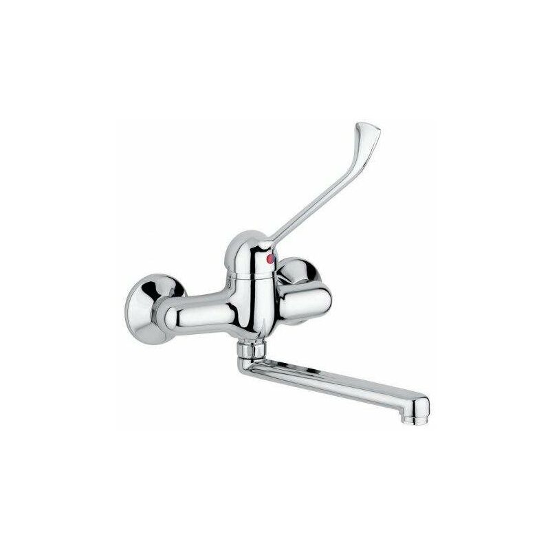foto del prodotto miscelatore lavello cucina a parete con leva clinica e bocca orientabile idral 02400 cromo