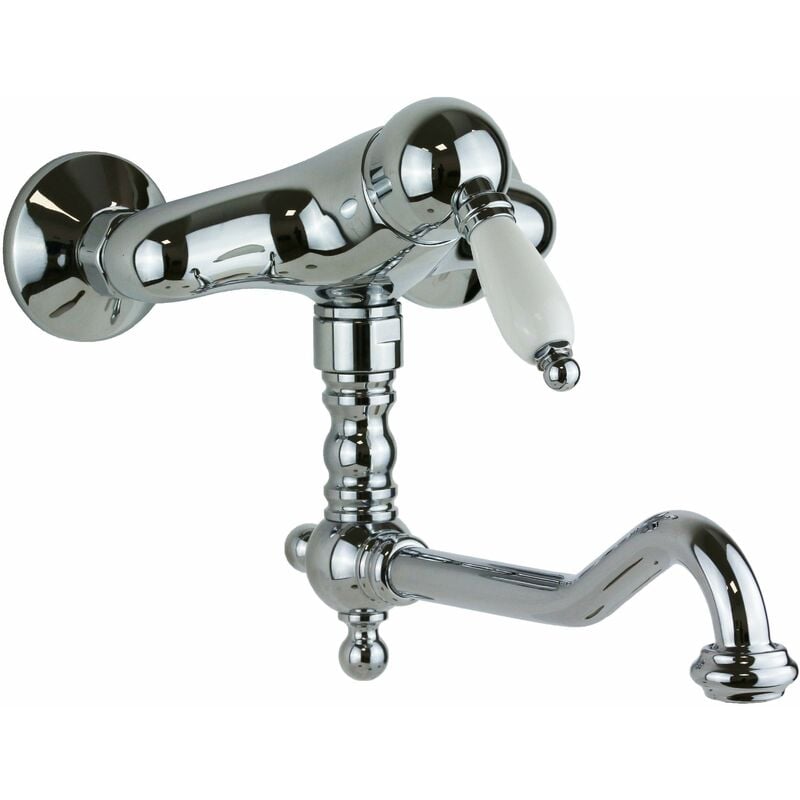 foto del prodotto miscelatore lavello cucina a parete in colore cromo con bocca di erogazione lunga gattoni orta old 2762 27c0.old cromo