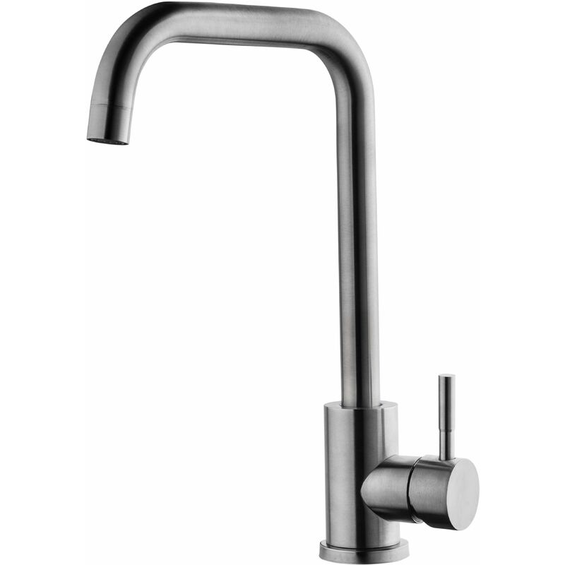 foto del prodotto miscelatore lavello cucina canna alta in acciaio inox 304 nice 800037as acciaio spazzolato