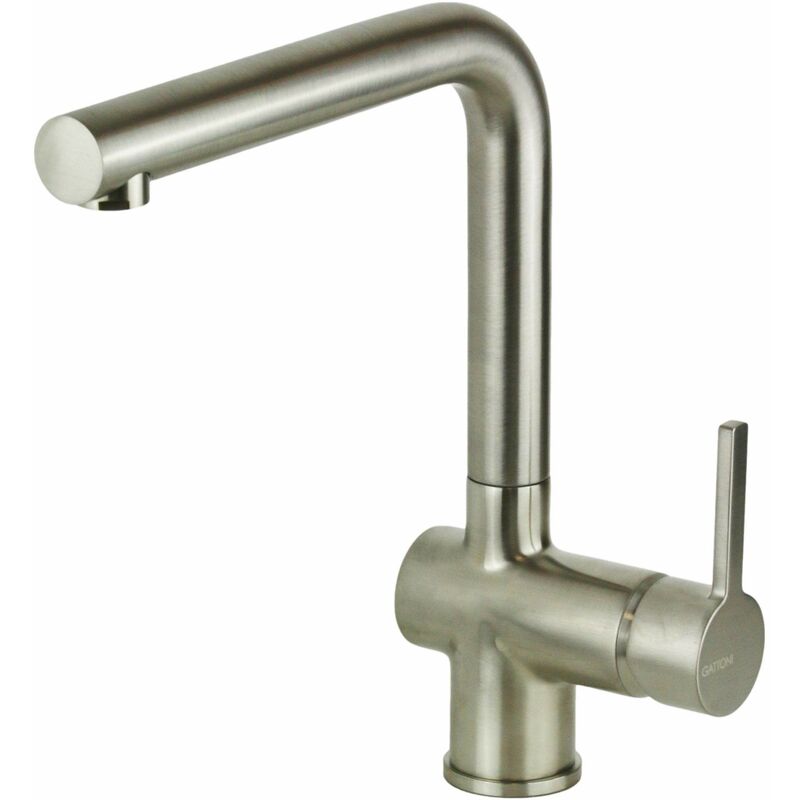 foto del prodotto miscelatore lavello cucina canna girevole in ottone colore acciaio spazzolato gattoni pc0420.ns acciaio spazzolato