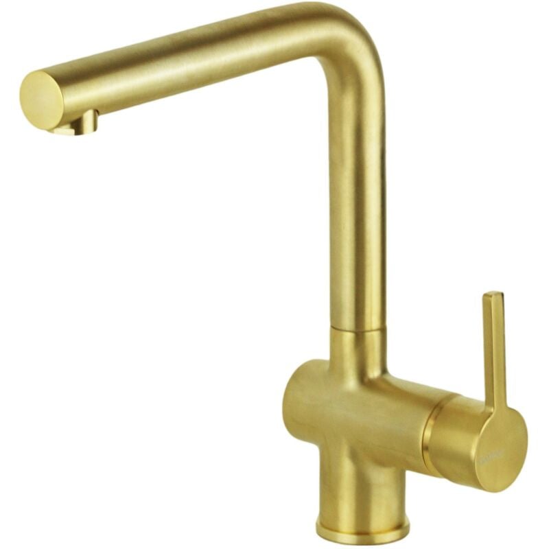 foto del prodotto miscelatore lavello cucina canna girevole in ottone colore oro spazzolato gattoni pc0420.sg oro spazzolato